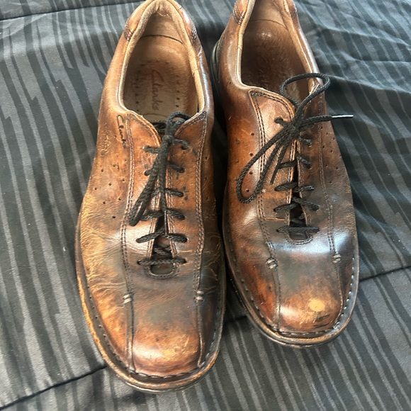 Clarks Brown Leather Oxfords with Vintage Patina main image 6